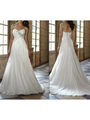 Abito da sposa Chiffon Bianco Avorio Colore a scelta Su misura 00106