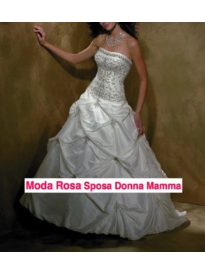 Abito da sposa Taffeta Ricamato Strass e Perline 00150