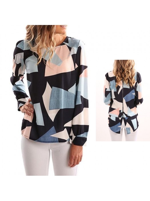 Maglia Donna Maniche Lunghe Autunno Fantasia Geometrica 330030