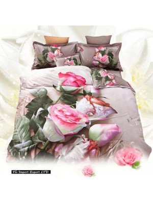 Set Letto Copri Piumone Lenzuolo Federe Rose BED0030