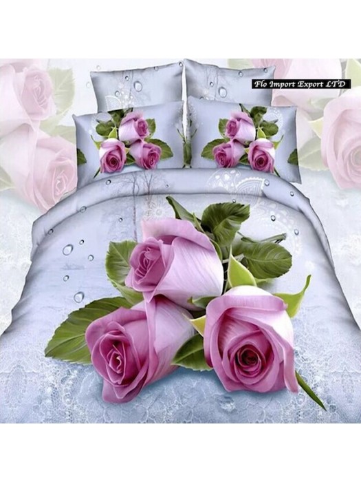 Set Letto Copri Piumone Lenzuolo Federe rose BED0045