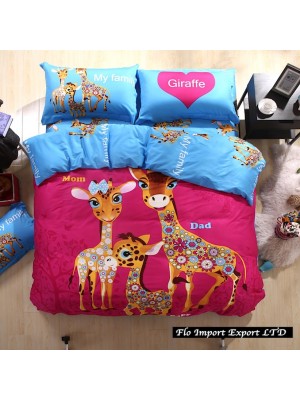 Set Copri Piumone Lenzuolo Federe Giraffe BED0055