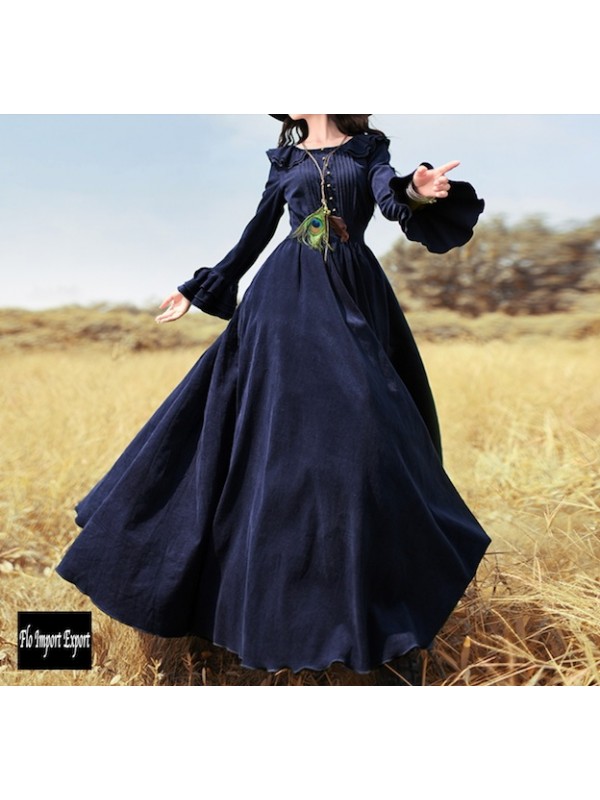 Vestito Lungo Donna Abito Velluto Alta Qualità BOSHD07