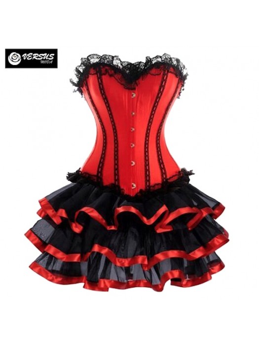 Corsetto Bustino Burlesque Gotico Vestito Spettacolo BURLQ01