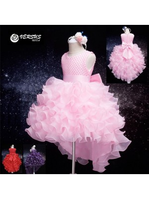Vestito Cerimonia Feste Asimmetrico Compleanno Bambina Party Girl Dress CDR100