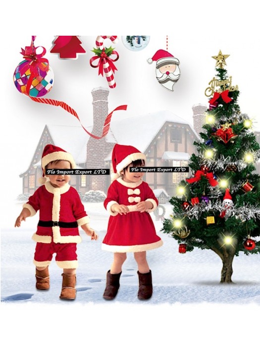 Vestito Costume Babbo Natale Recita Bambini CHSAN01-02