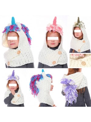 Unicorno Cappello Sciarpa A Maglia Bambina CROCH04