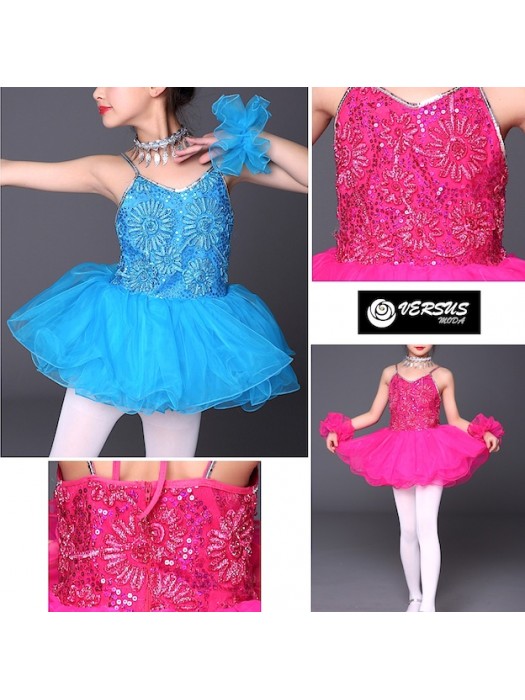 Vestito Tutù Saggio Danza Bambina Paillettes DANC128