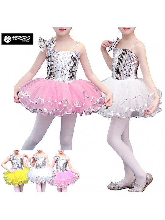Vestito Tutù Saggio Danza Bambina Paillettes Girl Ballet Tutu Dress DANC127B 