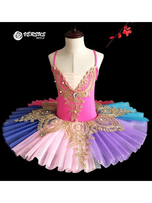 Vestito Tutù Multicolor Saggio Danza Bambina Ragazza DANC149