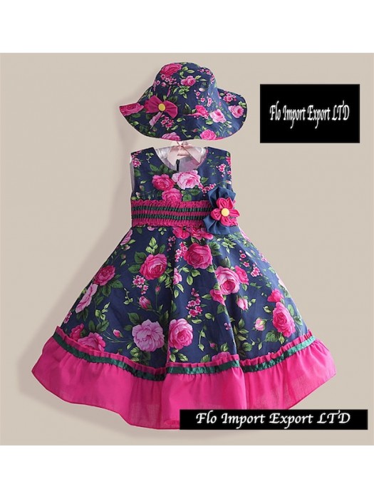 Vestito Bambina Abito e Cappello Fiori DGZF004