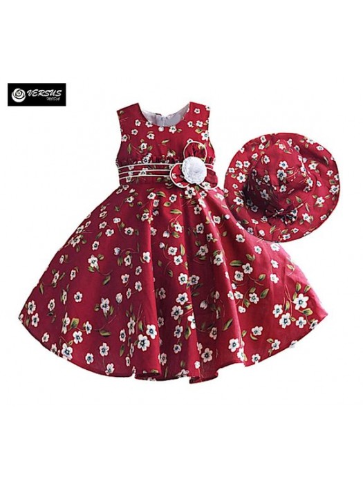 Vestito Bambina Abito con Cappello Fiori DGZF018B