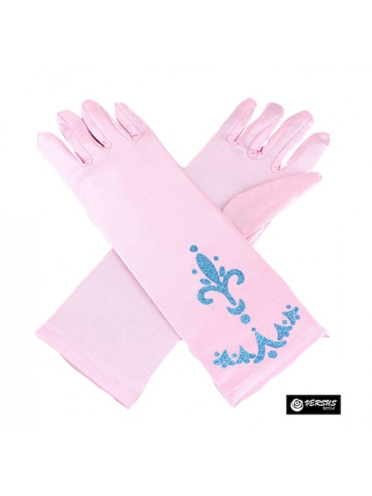Simile Principessa Carnevale Accessori Guanti Rosa FROEL11