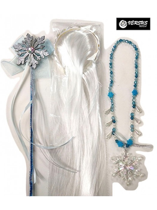 Frozen Simile Carnevale Elsa Bianco Set Accessori FROEL22