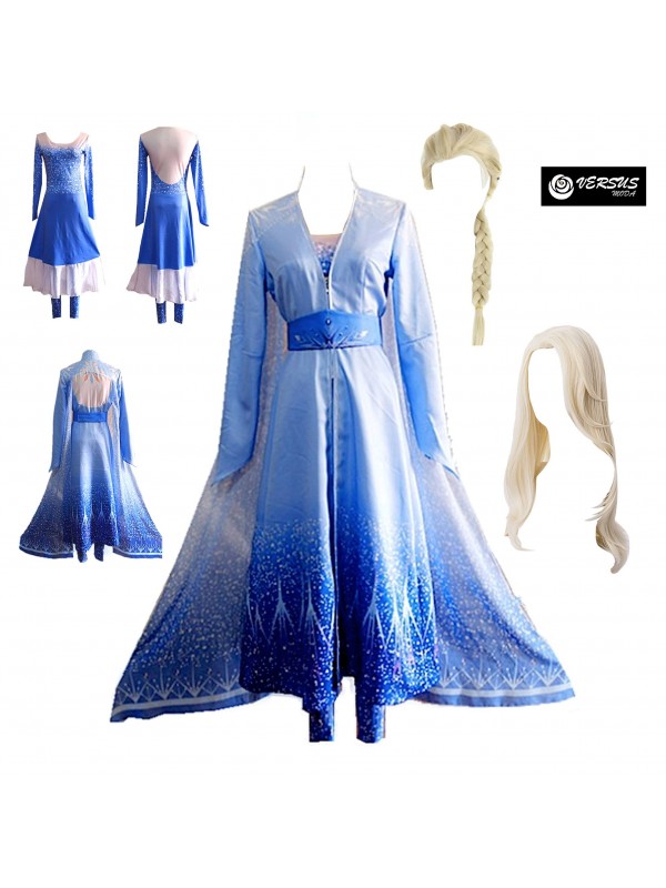 Simile Frozen 2 Elsa Vestito Costume Carnevale Donna FROWOM02