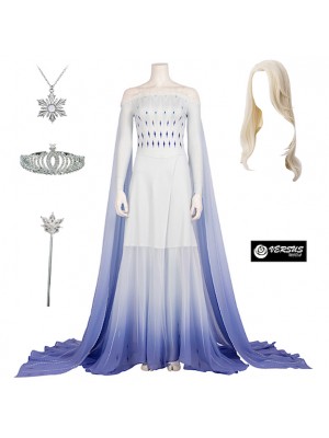 Frozen 2 pz Elsa Vestito Bianco Costume Carnevale Donna FROWOM08