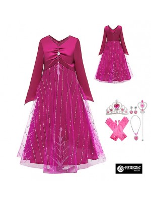 Simil Frozen 2 Vestito Carnevale Elsa Fucsia FROZ006