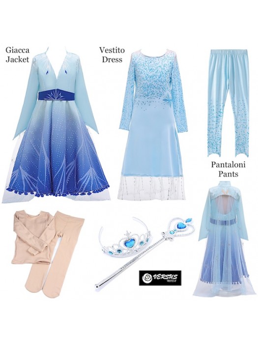 Simile Regina dei Ghiacci Vestito Carnevale Cosplay FROZ007
