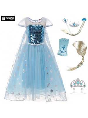 Simil Frozen 2 Vestito Carnevale Elsa Azzurro FROZ028