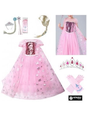 Simil Frozen 2 Vestito Carnevale Elsa Rosa FROZ028