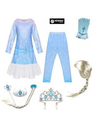 Simile Frozen Vestito Carnevale Regina Neve Elsa 2 FROZ030