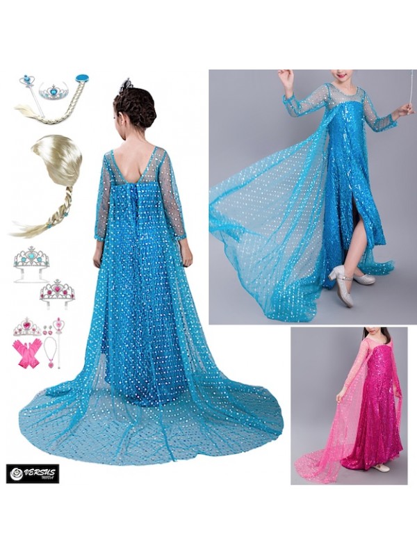 Simil Frozen Vestito Mantello Lungo Carnevale Elsa FROZ034