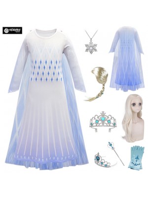 Simil Frozen Vestito Carnevale Elsa Bianco FROZ036