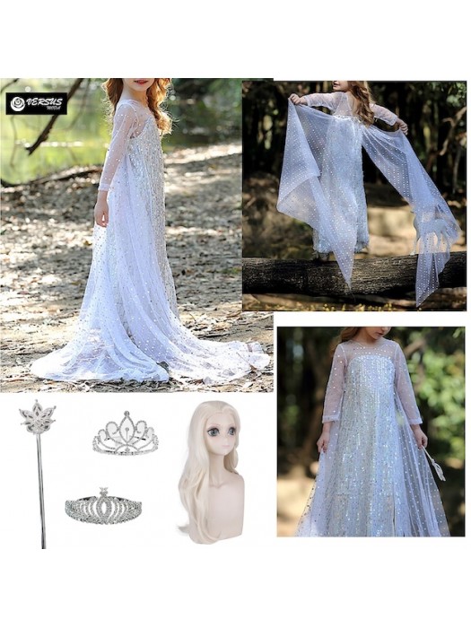 Simil Frozen Vestito Carnevale Elsa Bianco FROZ043