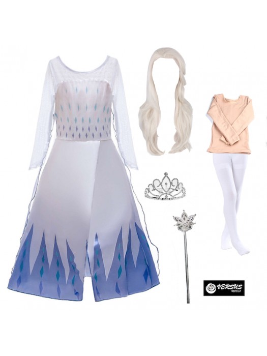 Simil Frozen Vestito Carnevale Elsa Bianco FROZ044