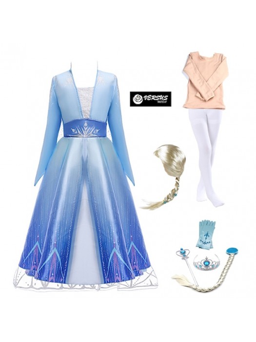Simil Frozen Vestito Carnevale Elsa Azzurro FROZ047