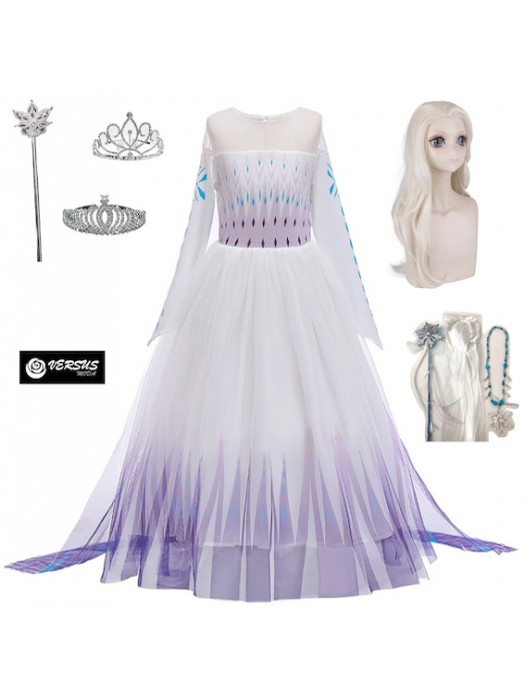 Simil Frozen 2 Veli Vestito Carnevale Elsa Bianco FROZ052