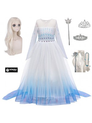 Simil Frozen 2 Veli Vestito Carnevale Elsa Bianco FROZ053