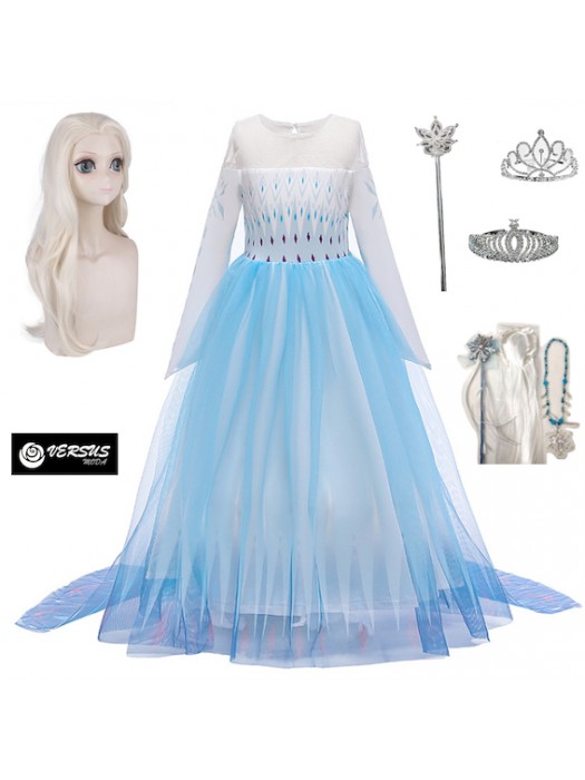 Simil Frozen 2 Veli Vestito Carnevale Elsa Bianco FROZ054