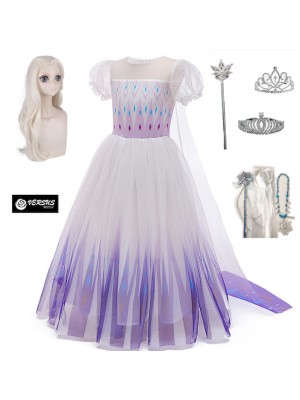Simil Frozen 2 Veli Vestito Carnevale Elsa Bianco FROZ055