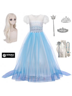 Simil Frozen 2 Veli Vestito Carnevale Elsa Bianco FROZ056