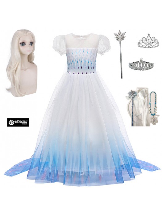 Simil Frozen 2 Veli Vestito Carnevale Elsa Bianco FROZ057