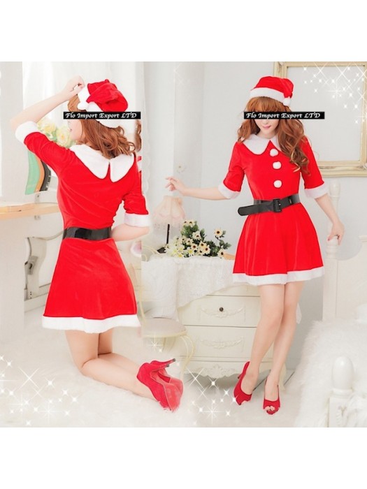 Vestiti Donna Costume Babbo Natale Cosplay Hostess HOS022