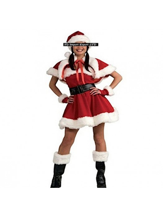 Vestito Donna Mini Costume Babbo Natale Cosplay Hostess HOS032