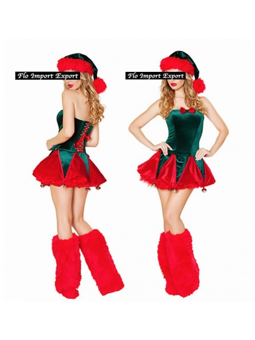 Vestiti Donna Costume Babbo Natale Cosplay Hostess HOS045