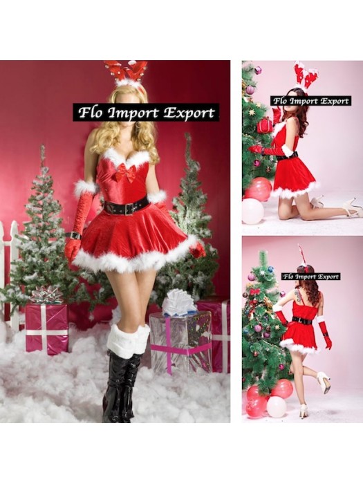 Vestito Costume Babbo Natale Donna Cosplay Hostess HOS049