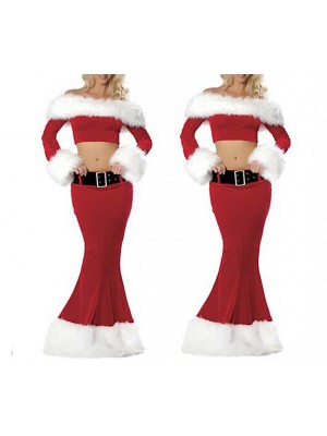 Vestito Gonna Top Donna Babbo Natale Cosplay Hostess HOS050