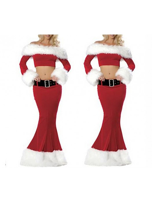 Vestito Gonna Top Donna Babbo Natale Cosplay Hostess HOS050