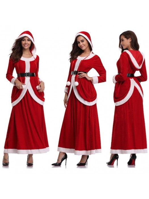 Vestito Donna Costume Babbo Natale Cosplay Hostess HOS063