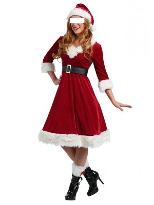 Vestito Donna Costume Babbo Natale Cosplay Hostess HOS064