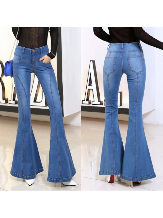 Jeans Donna Pantaloni a Zampa Larghi Sotto JEA012