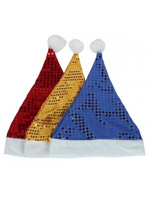 3 Pezzi Cappello Babbo Natale Tre Colori Paillettes SANTHAT3