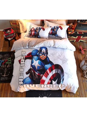 Capitan America Set Copri Piumino Copripiumone Lenzuolo SERDU02