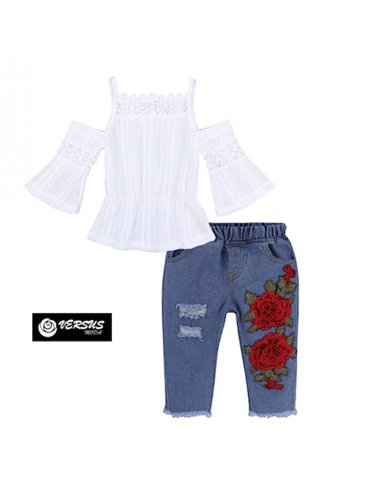 Maglia Top Spalle Scoperte e Jeans Bambina SETCH13