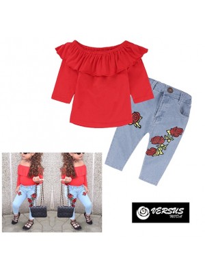 Set Maglia Top Spalle Scoperte e Jeans Bambina SETCH19