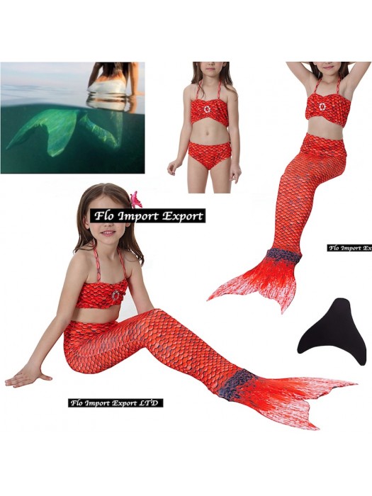 Costume Coda Sirena Monopinna Mare Piscina SM0018 RED